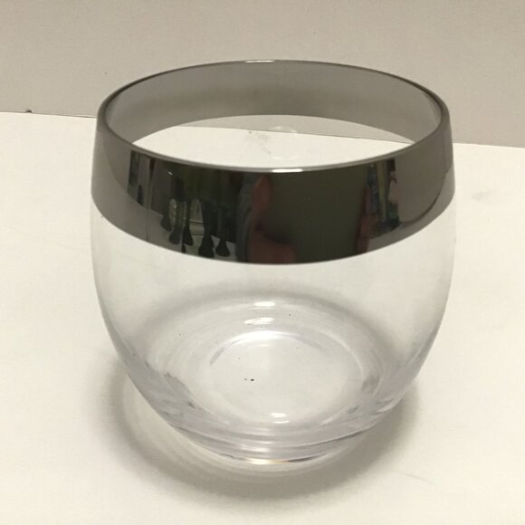 Mid Century Vintage Dorthy Thorpe Roly Poly Glass Set of 2 Thick Silver tone Rim - Picture 2 of 5